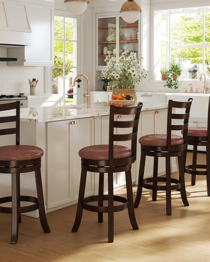 Giantex Swivel Bar Stools Set of 2/4 26" Upholstered Counter Height Bar Chairs