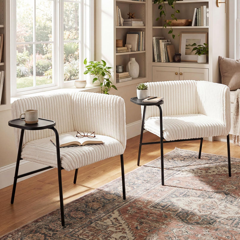 Giantex Modern Accent Chair with Tray Table Solid Metal Frame