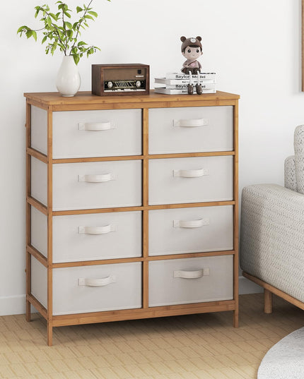 Meuble de rangement Giantex en bambou à 8 tiroirs pour salon ou couloir