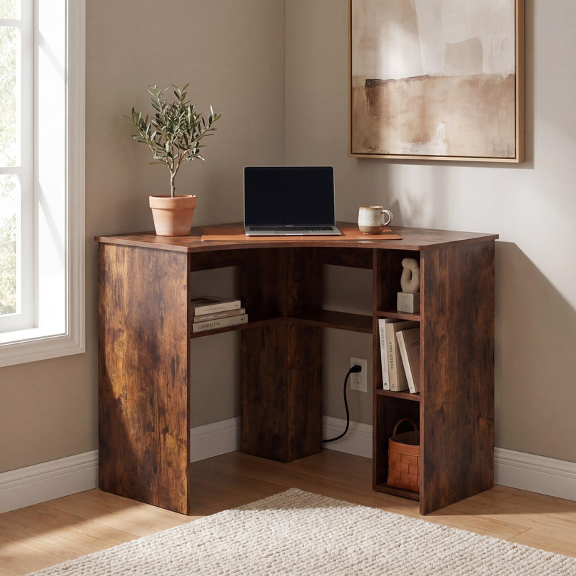 Giantex Corner Desk with Charging Station