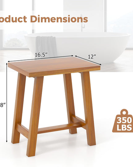 Giantex Teak Shower Bench, Waterproof Shower Stool for Shaving Legs & Spa Bath, Smooth Seat
