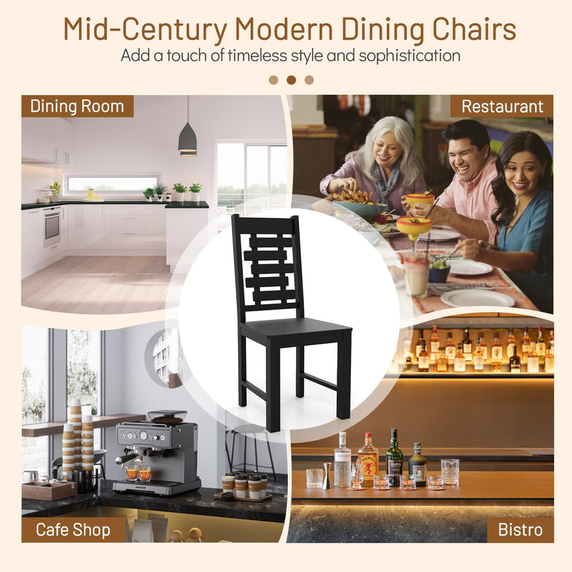 Giantex Wooden Dining Chairs Set of 2/4 with High & Tilted Backrest