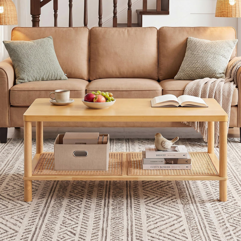 Giantex 39" Rattan Coffee Table for Living Room