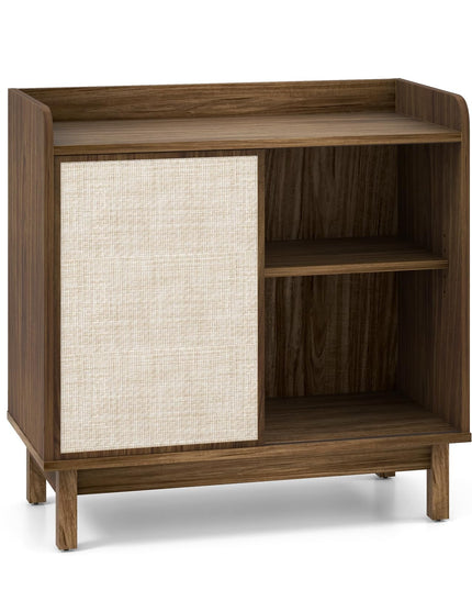 Giantex Sideboard Cabinet, Farmhouse Buffet Storage Cabinet with Sliding Rattan Door, 2 Adjustable Shelves