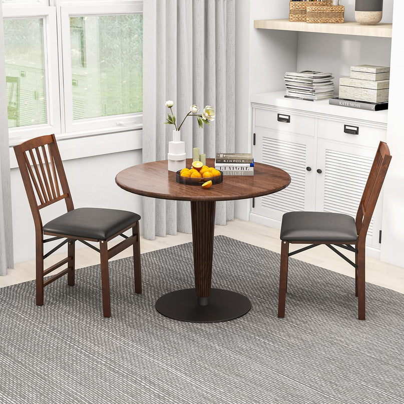 Giantex Folding Dining Chairs Set of 2, Foldable Wood Kitchen Chairs with Padded Seat