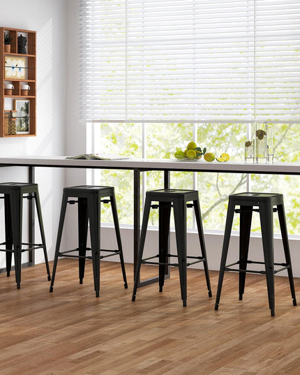 Giantex Metal Backless Bar Stools Set of 4, 30" Bar Height Modern Industrial Barstools w/Cut-out Handle