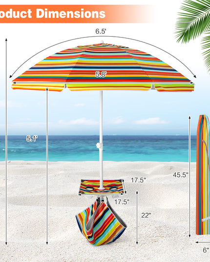 Giantex Beach Umbrella with Cup Holder Table and Sandbag
