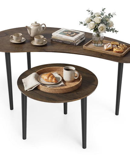 Giantex Lot de 2 tables gigognes avec pieds de support en bois massif