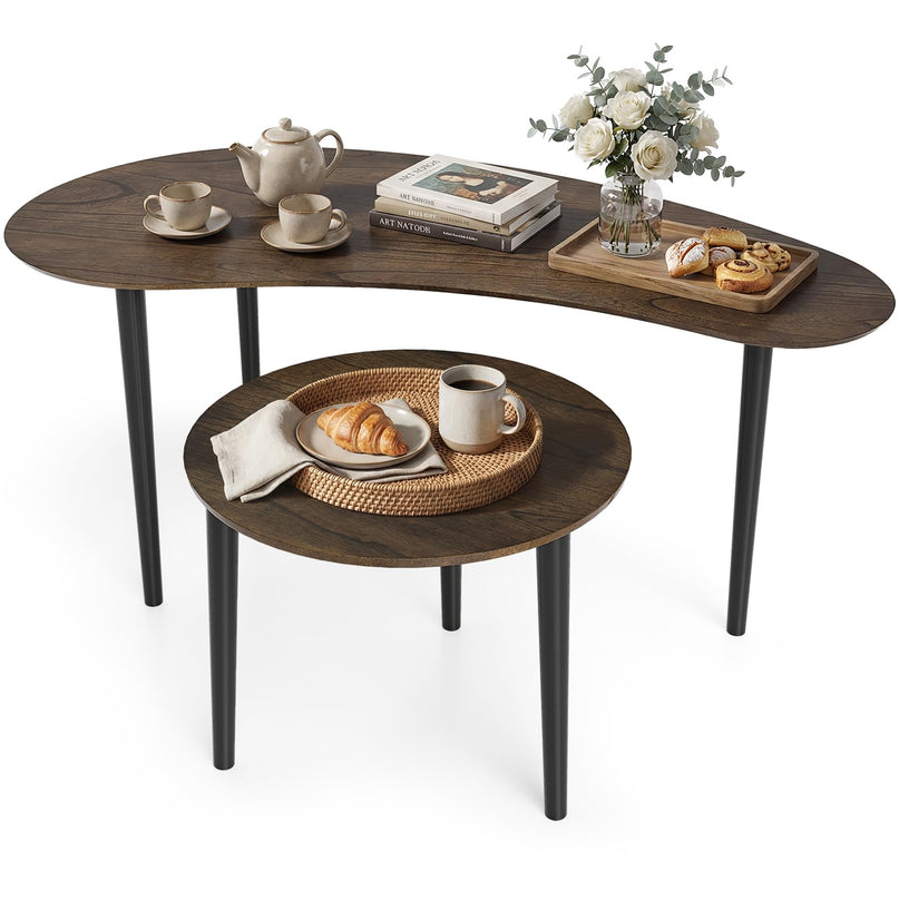 Giantex Lot de 2 tables gigognes avec pieds de support en bois massif