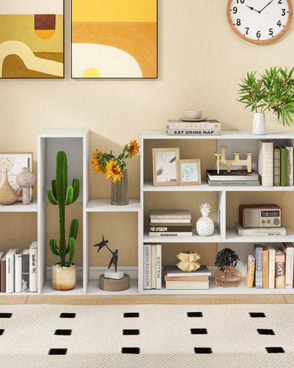 GIANTEX 3-Tier Bookshelf Wooden Convex Bookcase for Small Space