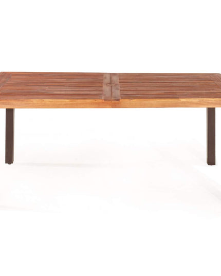 Patio Dining Table Set with 2 Benches, Outdoor Picnic Table Set with Umbrella Hole