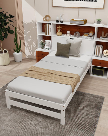 Giantex Twin Bed Frames with Headboard and Drawer