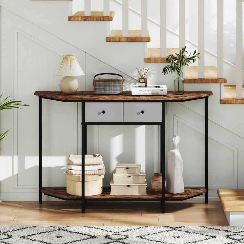 Giantex 51" Console Table with 2 Drawers with Open Storage Shelf
