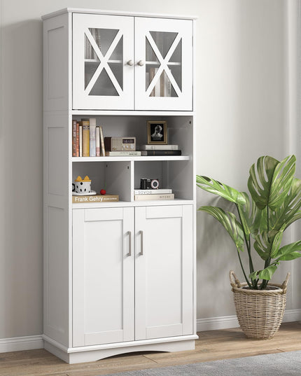 Giantex 57" Tall Bathroom Cabinet, Storage Cabinet with Acrylic Doors & Adjustable Shelves