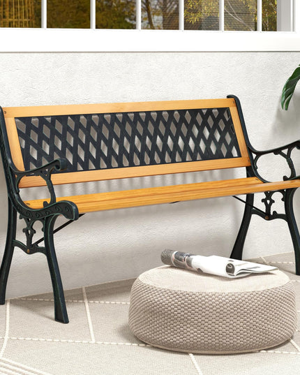 Giantex Outdoor Bench, 3-Person Garden Bench with Slatted Seat, Curved Armrests, 470 Lbs Capacity