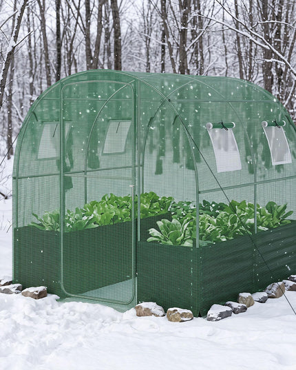 6.5 x 6.5 Ft Walk-in Greenhouse with Raised Garden Bed