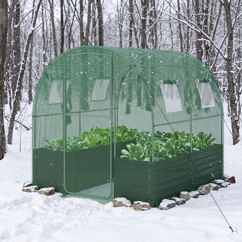 6.5 x 6.5 Ft Walk-in Greenhouse with Raised Garden Bed