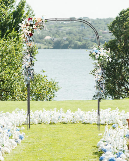 Giantex Garden Arch Trellis, 60''W x 95''H Metal Arbor with Corrugated PE-Coated Steel Tubes for Climbing Plants Roses Ivy