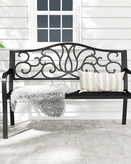 Giantex 50 Inches Outdoor Bench with Floral Pattern 2-3 People Loveseat