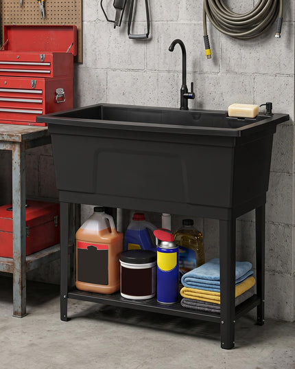Giantex Freestanding Utility Sink with Bottom Storage Shelf