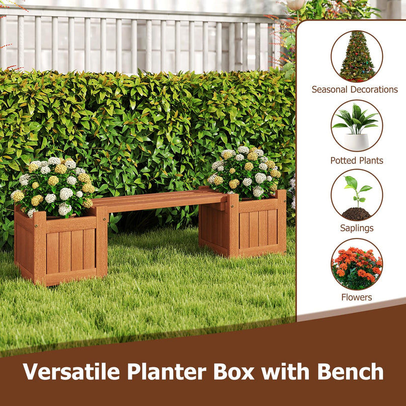 Giantex 2 in 1 Outdoor Bench with 2/4 Raised Garden Beds