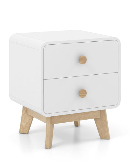 Giantex Night Stand with 2 Drawers, Mid Century Modern Bedside Table with Cute Round Knobs