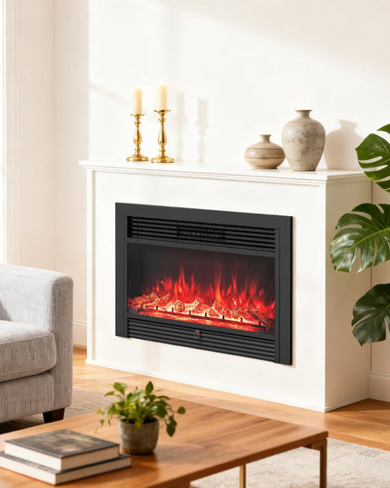 Giantex Insert de cheminée électrique encastrable/mural de 84 cm avec chauffage 750/1500 W