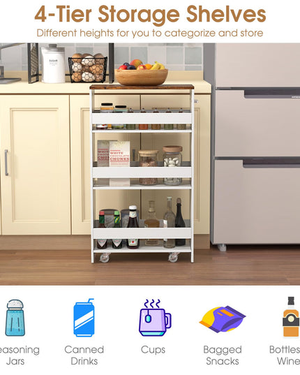 Giantex 4 Tier Rolling Slim Storage Cart