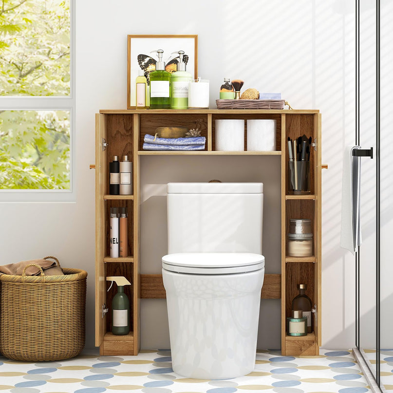 Giantex Over The Toilet Storage Cabinet, Double Door Freestanding Bathroom Organizer