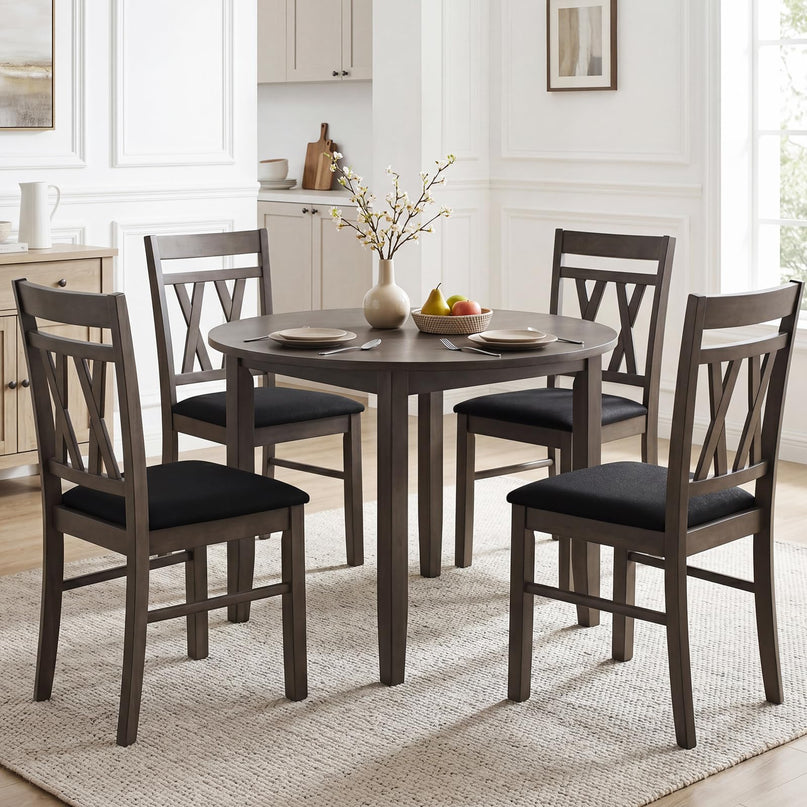 Giantex Linen Style Upholstered Kitchen Chairs with Dual X-Shaped Back (2/4)