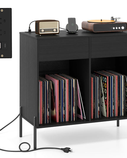 Giantex Large Record Player Stand with Charging Station