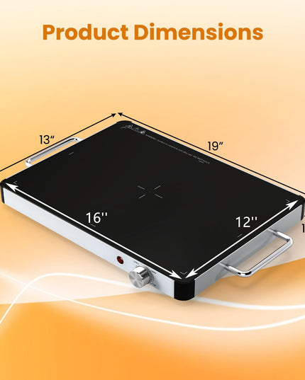Giantex Electric Warming Tray 40 x 30 cm - Tempered Glass Buffet Server & Food Warmer