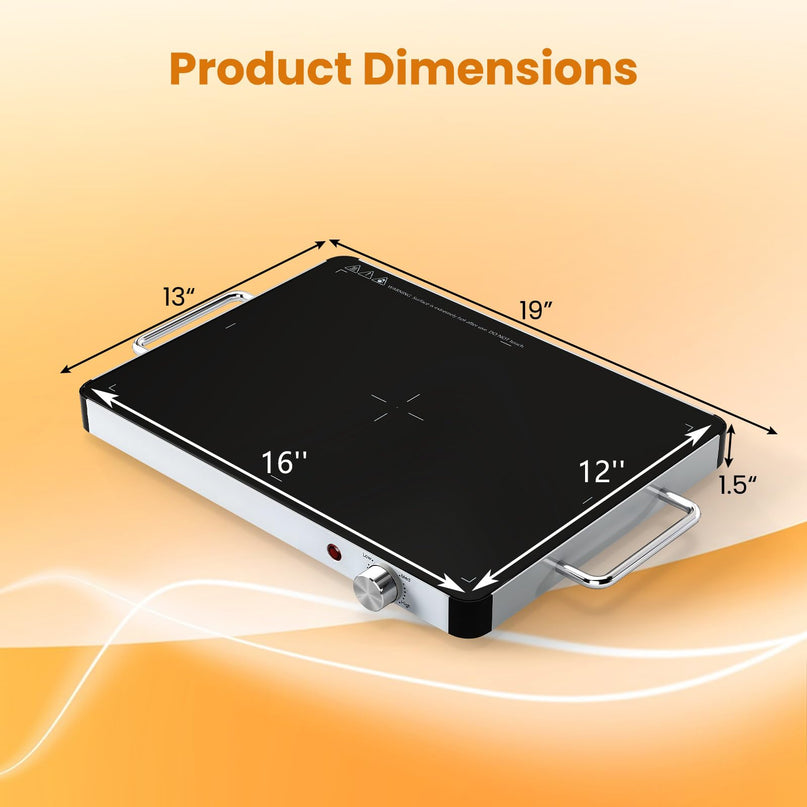 Giantex Electric Warming Tray 40 x 30 cm - Tempered Glass Buffet Server & Food Warmer