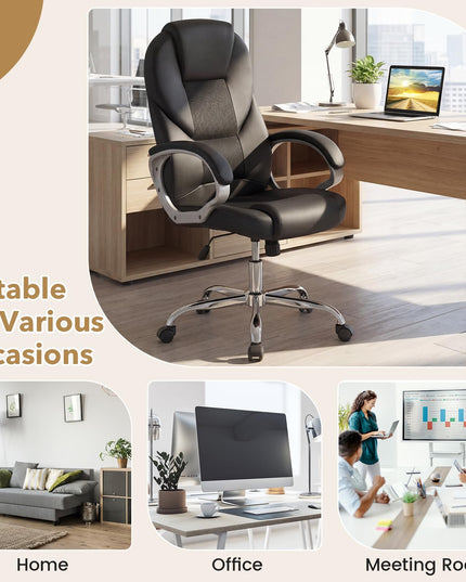 Giantex Ergonomic Mesh Executive Chair with Padded Armrests & Rocking Backrest