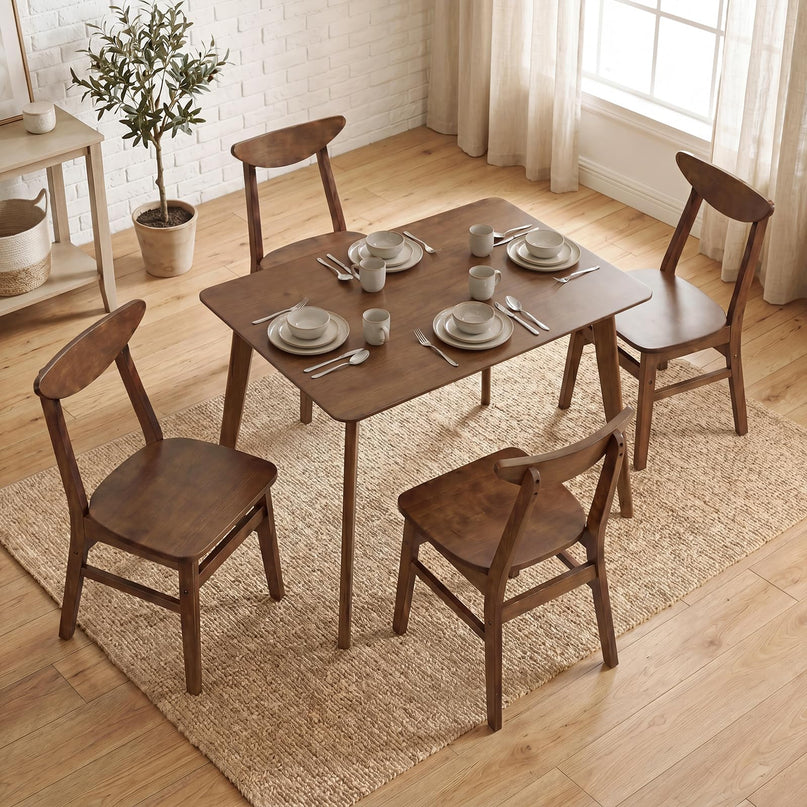 Giantex 5-Piece Dining Table Set for 4 Mid-Century Modern Kitchen Table and Chairs Set