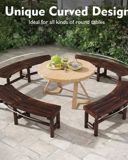 Giantex Wooden Outdoor Bench for 2-Person - Fire Pit Chair Bench