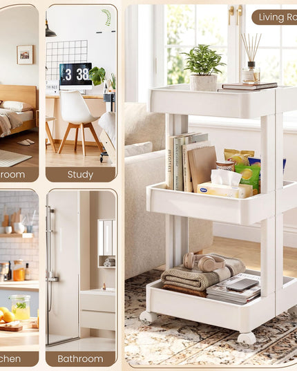 Giantex 3-Tier Rolling Storage Cart Slide Out Plastic Organizer Rack