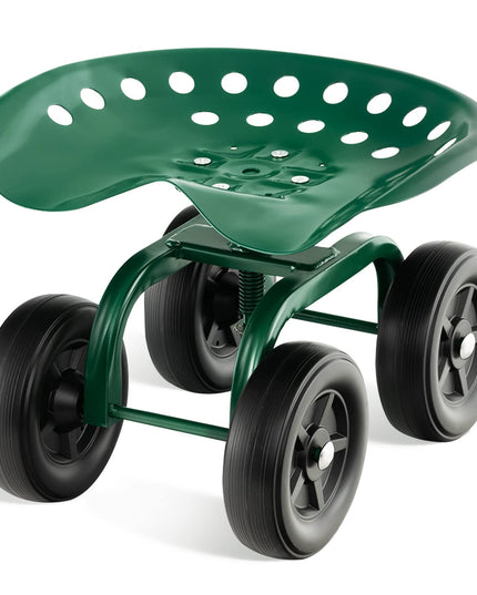 Giantex Garden Cart, Rolling Workseat with 4 Wheels, Garden Stool 360-degree Swivel Work Seat & Adjustable Heigh