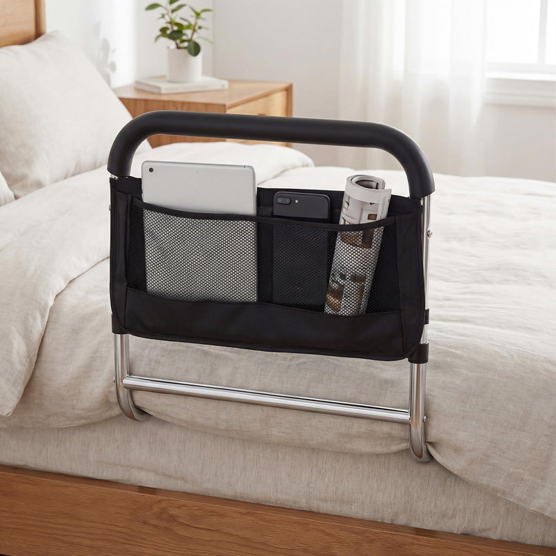 Giantex Elderly Safety Adjustable Height Bed Rail with Storage Pocket