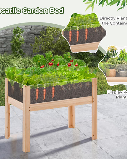 Giantex 30”x18”x24” Raised Garden Bed Elevated Wood Planter Box with Legs