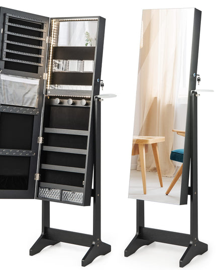 CHARMAID Jewelry Cabinet with 3-Color LED Light Strip