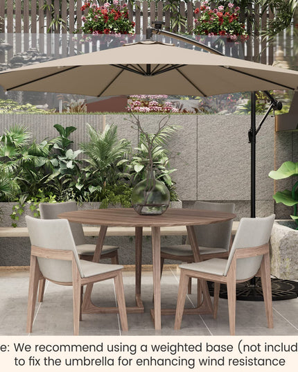 Giantex 10 ft Offset Patio Umbrella with 112 Solar Lights, Outdoor Cantilever Umbrellas with 8 Ribs
