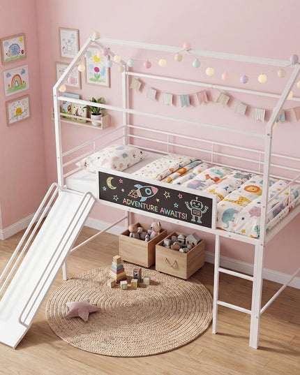 Giantex Twin Size House Loft Bed Low Loft Bedframe