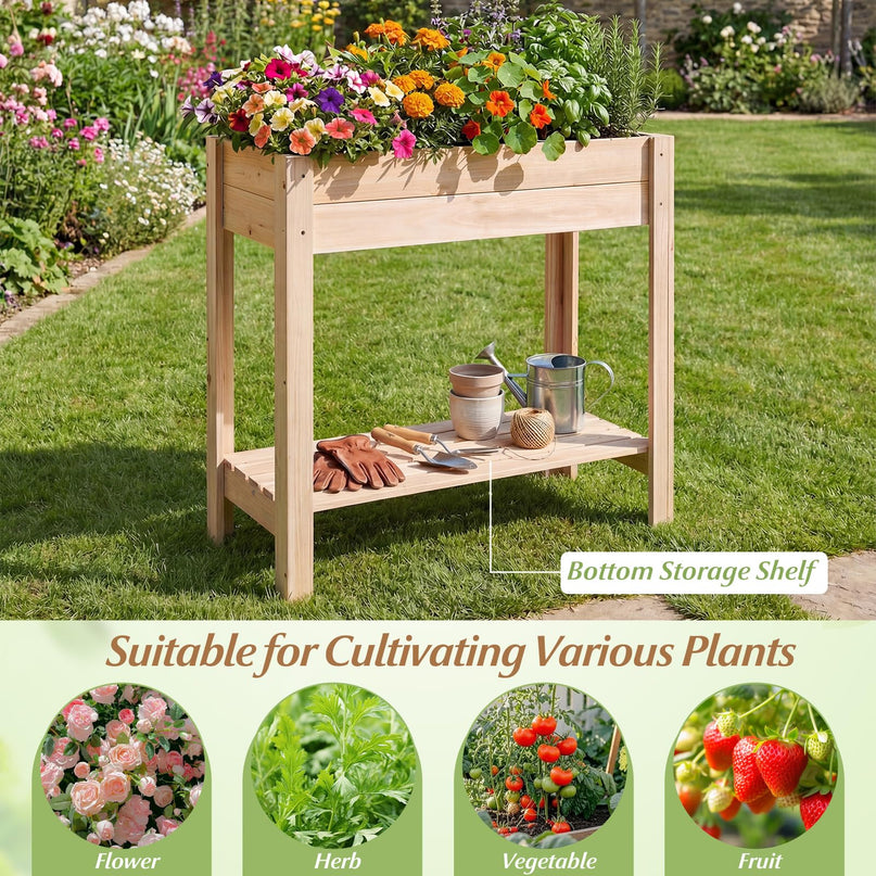 Giantex Wood Raised Garden Bed (32"x15"x30")