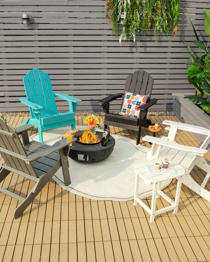 Adirondack Chair Outdoor Folding Chairs, Weather Resistant Patio Chair with Built-in Cup