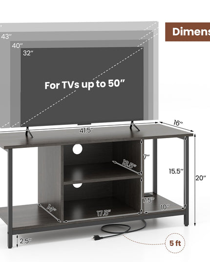 Giantex TV Stand for TV Up to 50” TVs, Entertainment Center with Charging Station, USB & Type C Ports