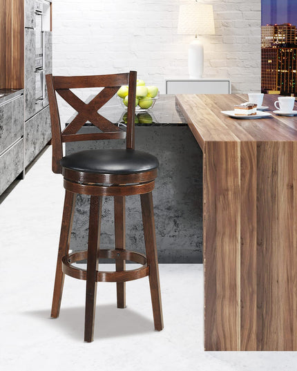 Counter Height Dining Chair, Fabric Upholstered 360 Degree Swivel, PVC Cushioned Seat, Perfect for Dining and Living Room
