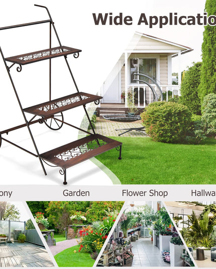 Giantex 3-Tier Metal Flower Cart