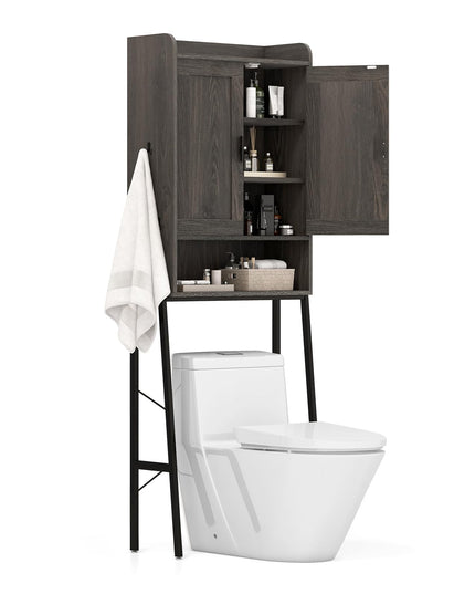 Giantex Over The Toilet Storage Cabinet, Industrial Bathroom Organizer w/Trapezoid Metal Frame