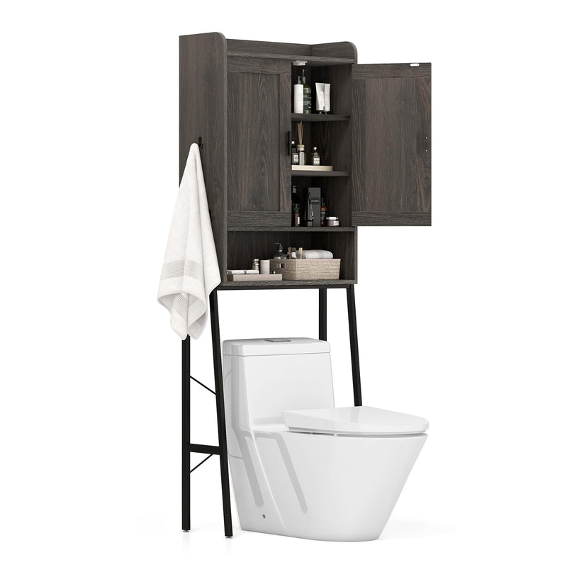 Giantex Over The Toilet Storage Cabinet, Industrial Bathroom Organizer w/Trapezoid Metal Frame